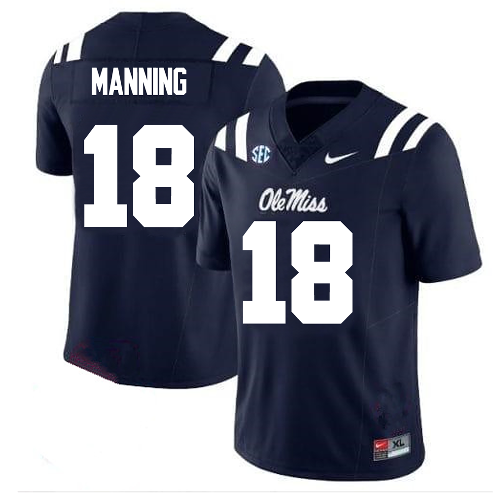 Men's #18 Archie Manning Ole Miss Rebels College Football Jersey