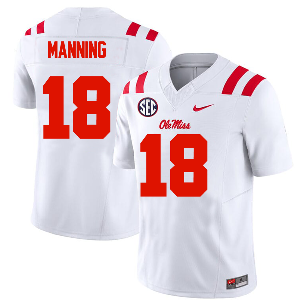 Men's #18 Archie Manning Ole Miss Rebels College Football Jersey