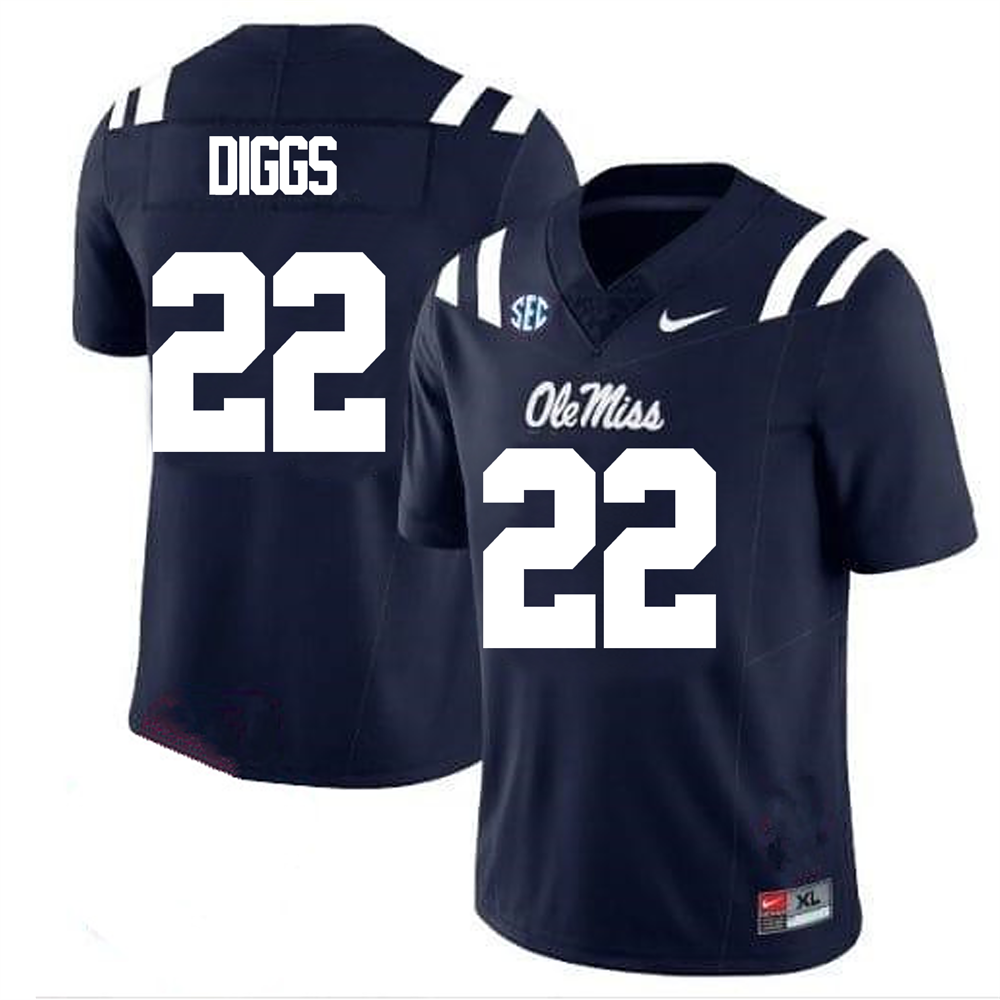 Men's #22 Logan Diggs Ole Miss Rebels College Football Jersey
