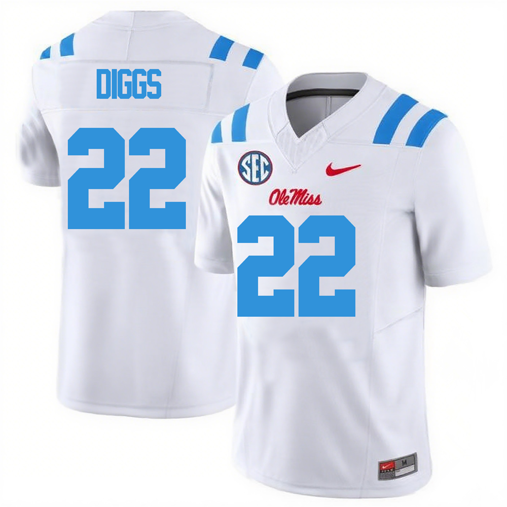 Men's #22 Logan Diggs Ole Miss Rebels College Football Jersey