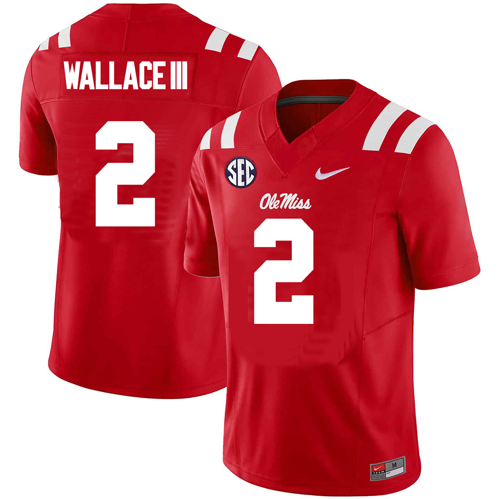 Men's #2 Harrison Wallace III Ole Miss Rebels College Football Jersey