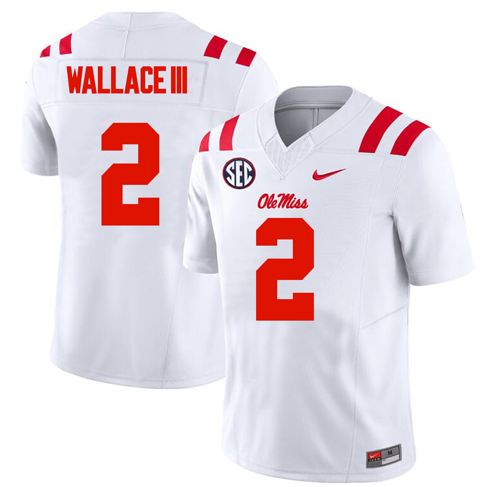 Men's #2 Harrison Wallace III Ole Miss Rebels College Football Jersey