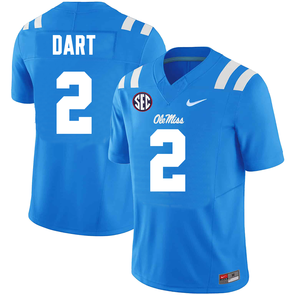 Men's #2 Jaxson Dart Ole Miss Rebels College Football Jersey