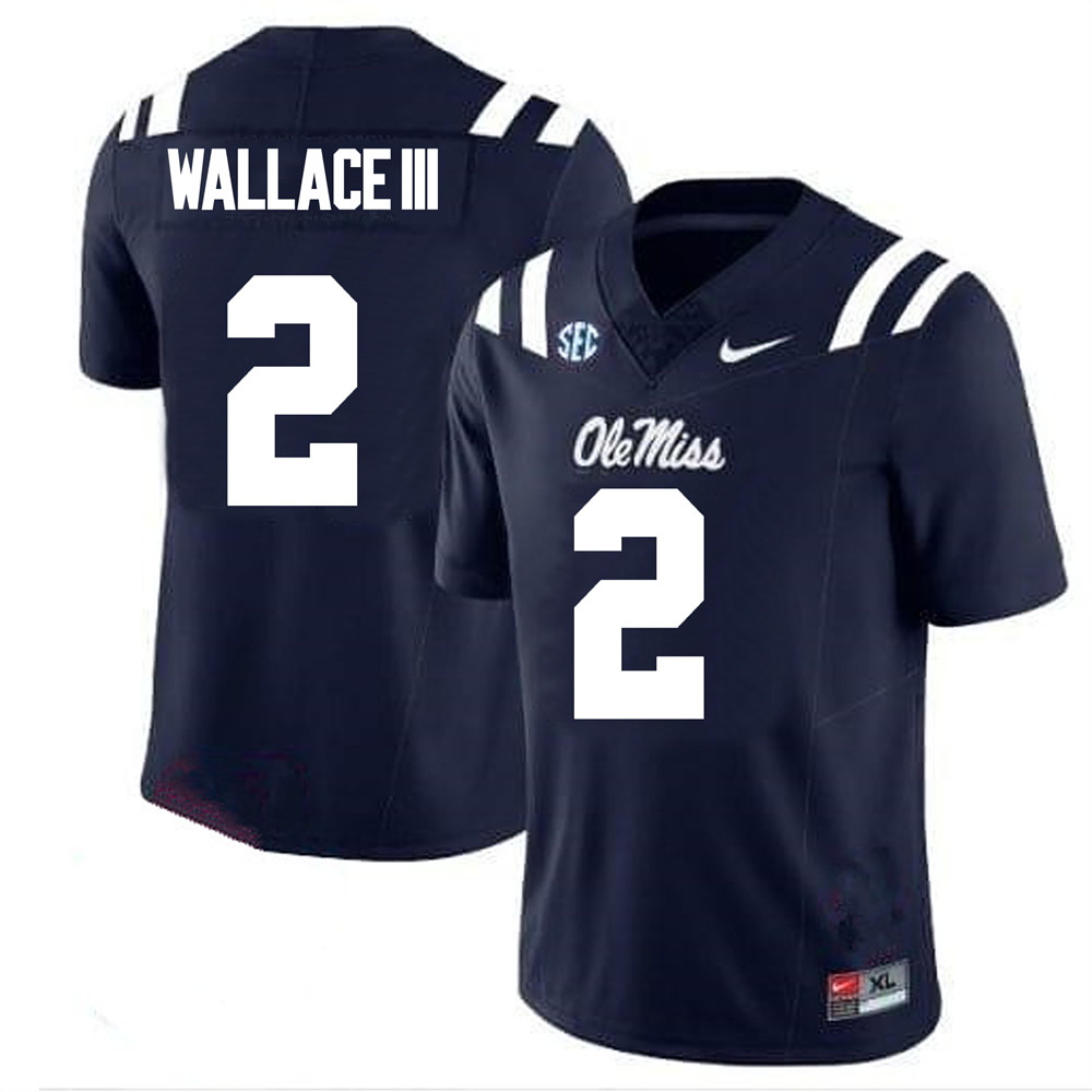 Men's #2 Harrison Wallace III Ole Miss Rebels College Football Jersey