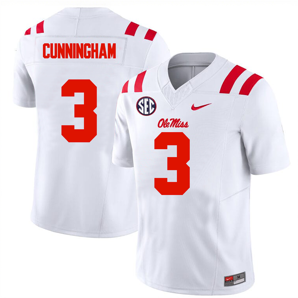 Men's #3 Caleb Cunningham Ole Miss Rebels College Football Jersey