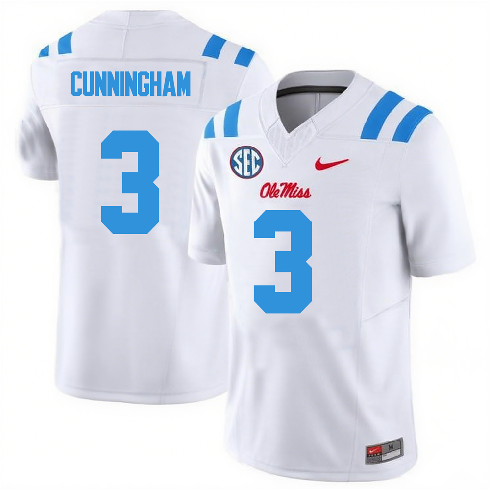 Men's #3 Caleb Cunningham Ole Miss Rebels College Football Jersey