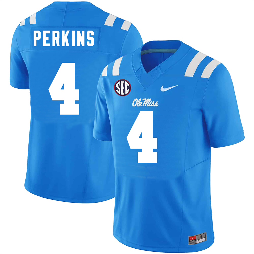 Men's #4 Suntarine Perkins Ole Miss Rebels College Football Jersey