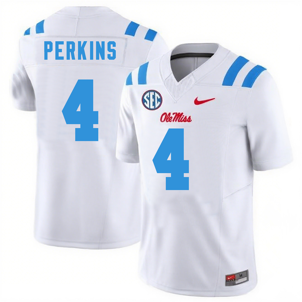 Men's #4 Suntarine Perkins Ole Miss Rebels College Football Jersey