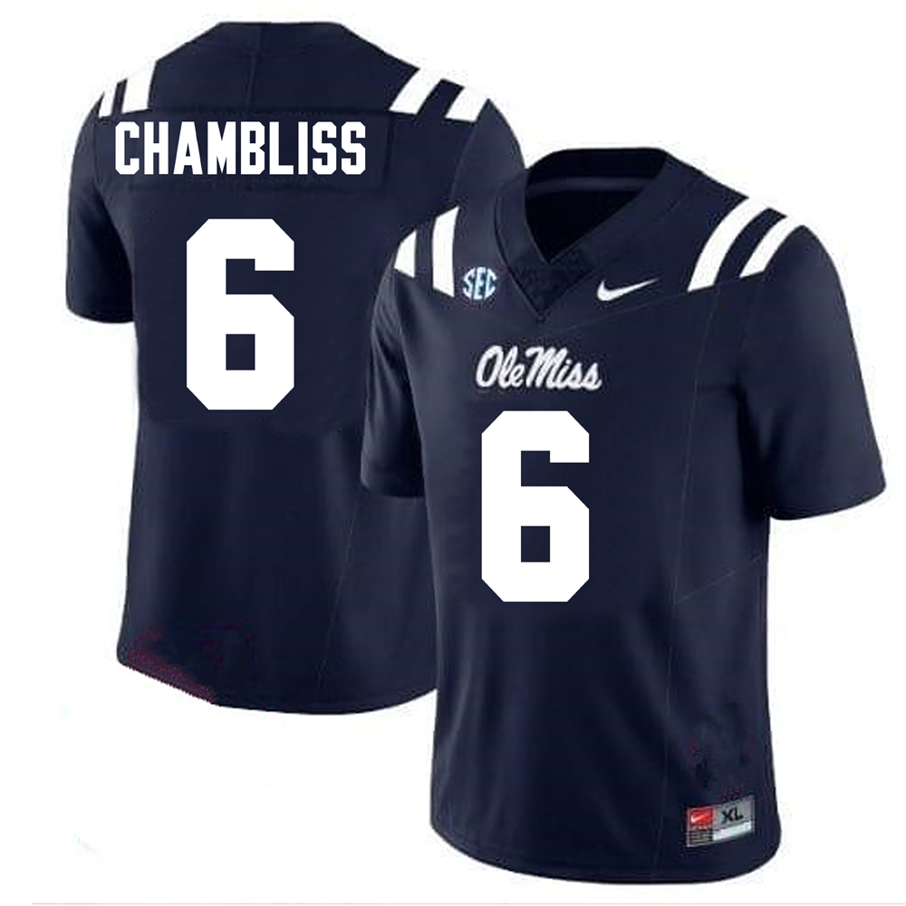 Men's #6 Trinidad Chambliss Ole Miss Rebels College Football Jersey