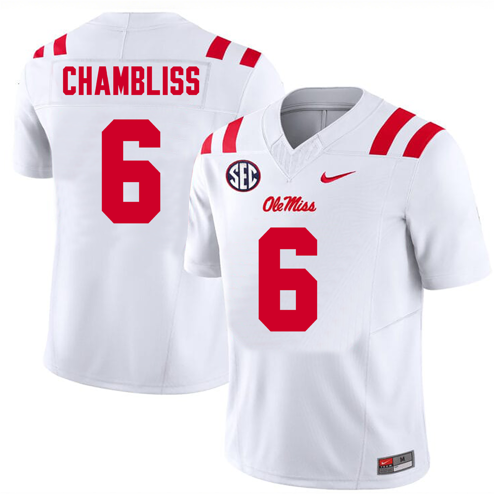 Men's #6 Trinidad Chambliss Ole Miss Rebels College Football Jersey