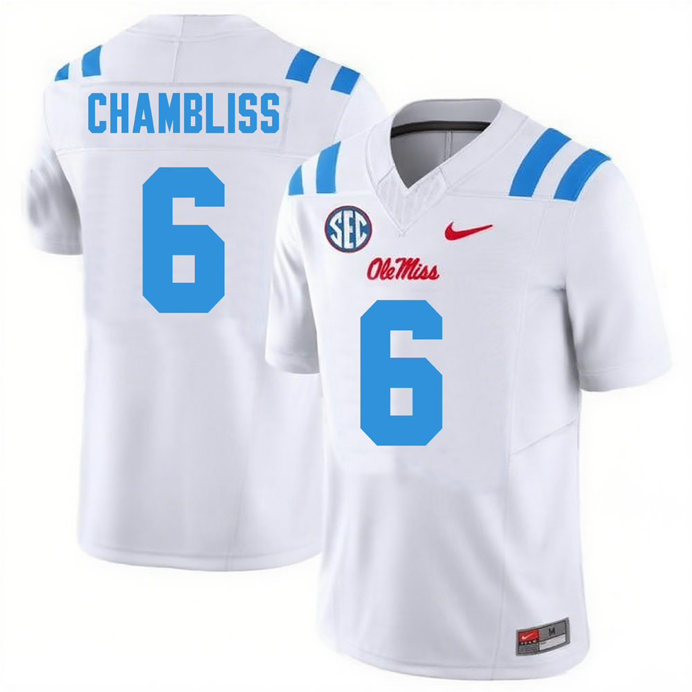 Men's #6 Trinidad Chambliss Ole Miss Rebels College Football Jersey