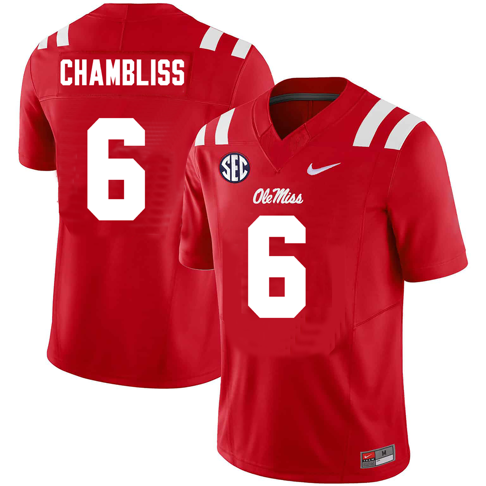 Men's #6 Trinidad Chambliss Ole Miss Rebels College Football Jersey