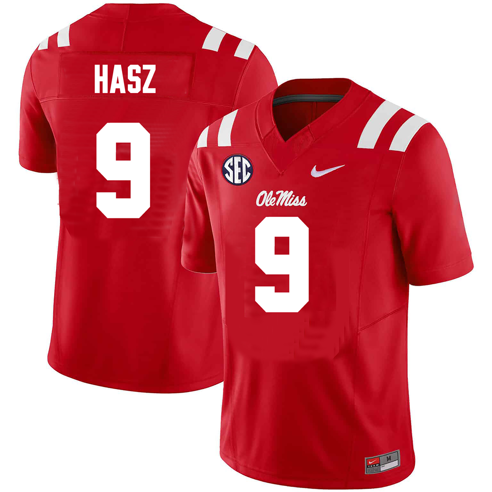 Men's #9 Luke Hasz Ole Miss Rebels College Football Jersey