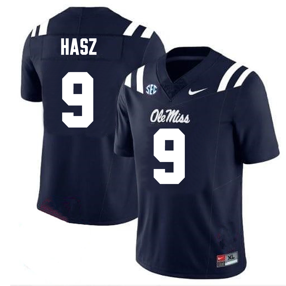 Men's #9 Luke Hasz Ole Miss Rebels College Football Jersey