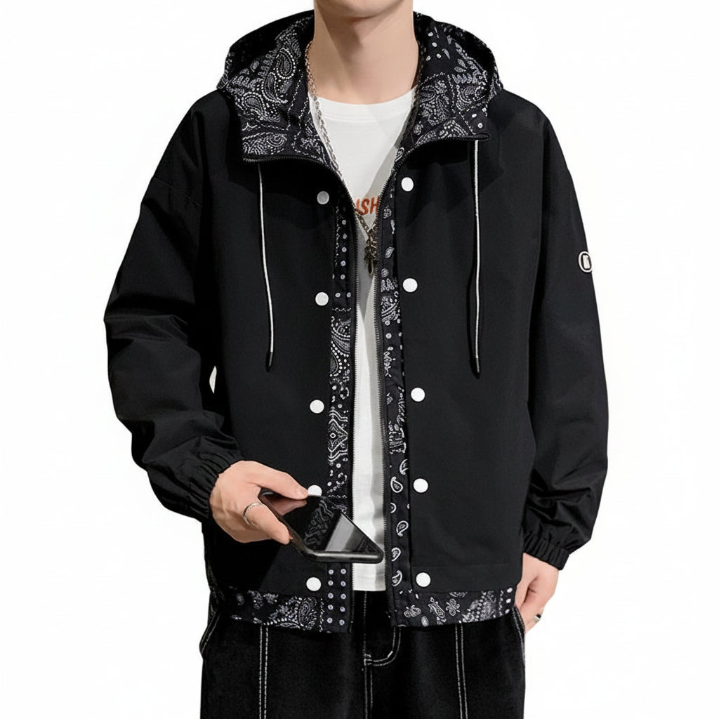 Men's Hooded Loose Fit Layered Fashion Jacket