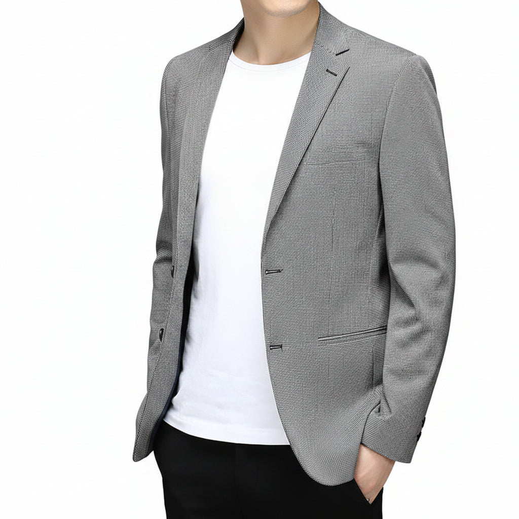 Men's Korean Plaid Slim Fit Non-Iron Suit Jacket