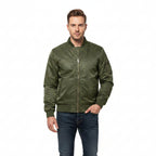 Men's Nylon Baseball Bomber Zip-Up Jacket