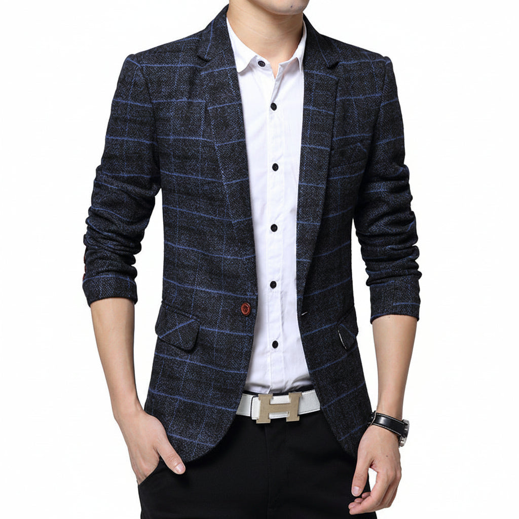 Men's Plaid Casual Slim Fit Tailored Blazer Jacket