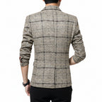 Men's Plaid Casual Slim Fit Tailored Blazer Jacket