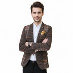 Men's Plaid Slim Fit Tailored Blazer Casual Suit Jacket