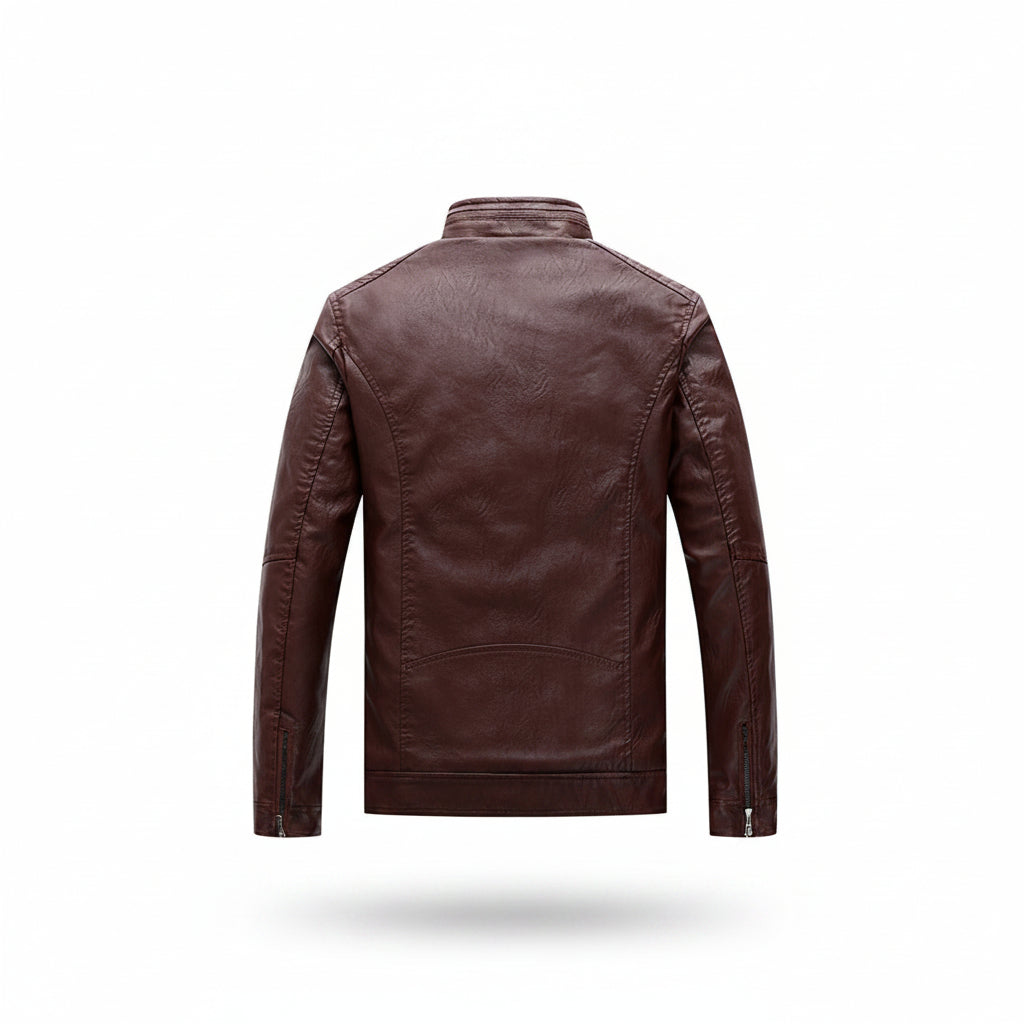 Men's Plus Velvet PU Leather Stand Collar Jacket