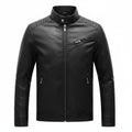 Men's Plus Velvet PU Leather Stand Collar Jacket