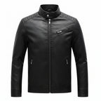 Men's Plus Velvet PU Leather Stand Collar Jacket
