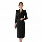 Women's Double Breasted Long Blazer Midi Dress