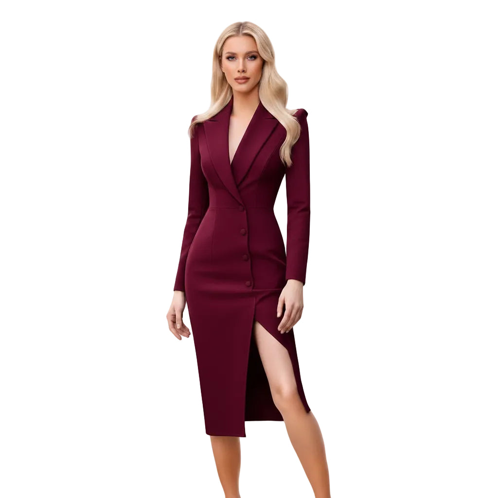 Women's Everyday Single Breasted Blazer Midi Dress