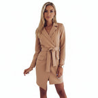 Women's Strap Slim Fit Longline Blazer Jacket
