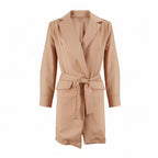 Women's Strap Slim Fit Longline Blazer Jacket
