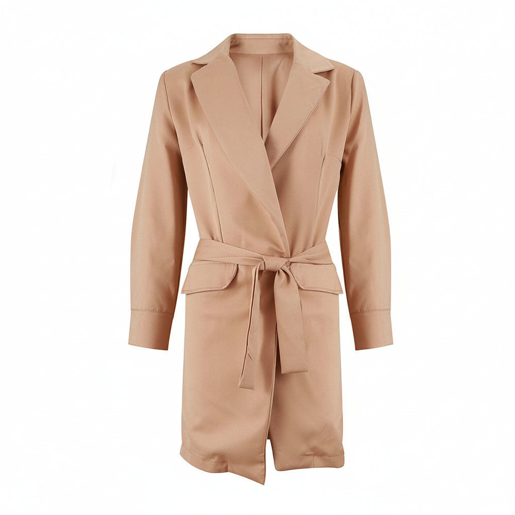 Women's Strap Slim Fit Longline Blazer Jacket