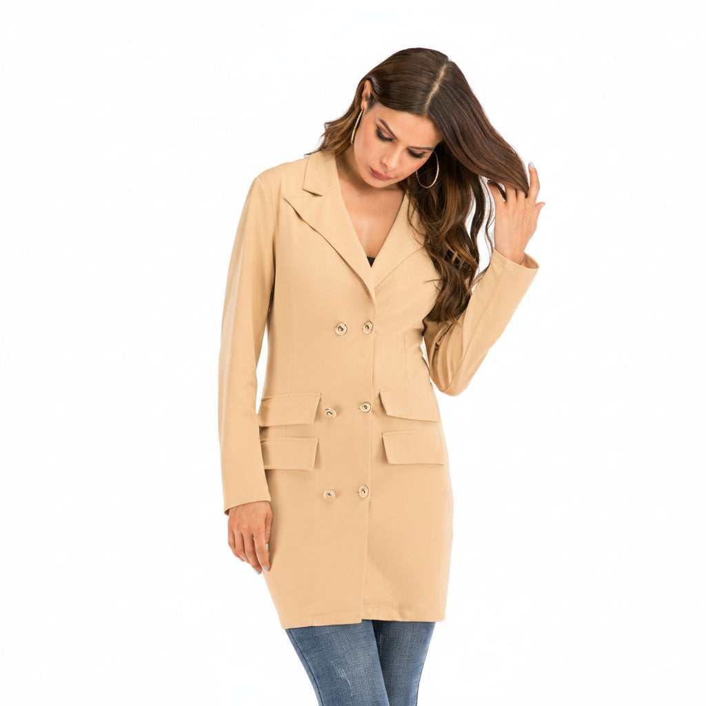 Women's V-Neck Double Breasted Blazer Dress