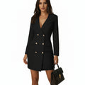 Women's V-Neck Double Breasted Blazer Dress