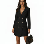 Women's V-Neck Double Breasted Blazer Dress