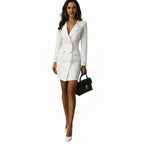 Women's V-Neck Double Breasted Blazer Dress
