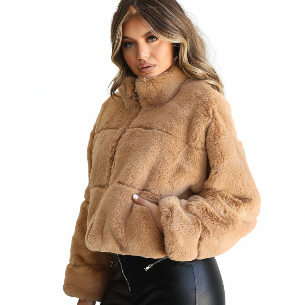 Women's Winter Zip-Up Thermal Faux Fur Jacket
