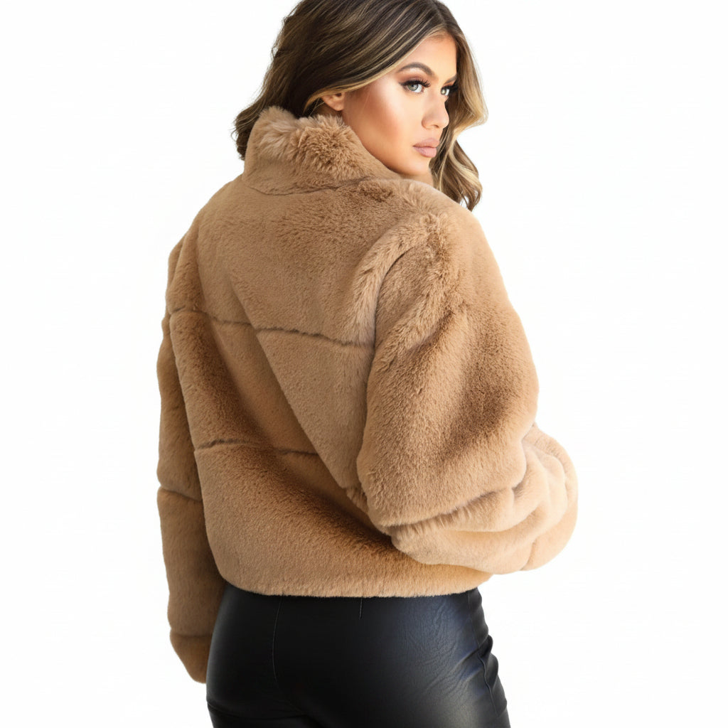 Women's Winter Zip-Up Thermal Faux Fur Jacket