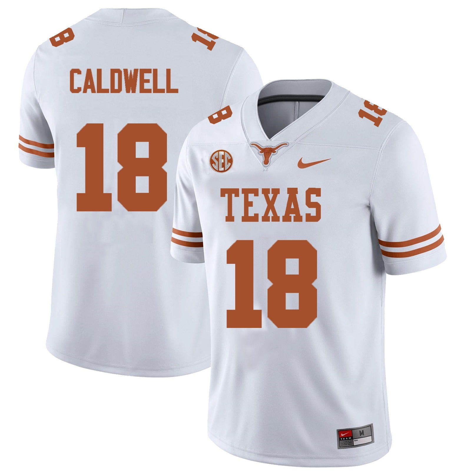 Men's #18 Matthew Caldwell Texas Longhorns College Football Jersey