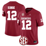 Men's #12 Jaren Kanak Oklahoma Sooners Football Jersey