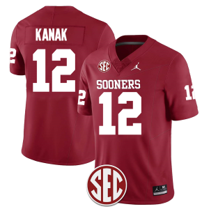 Men's #12 Jaren Kanak Oklahoma Sooners Football Jersey