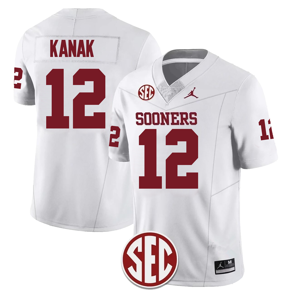 Men's #12 Jaren Kanak Oklahoma Sooners Football Jersey - Image 2