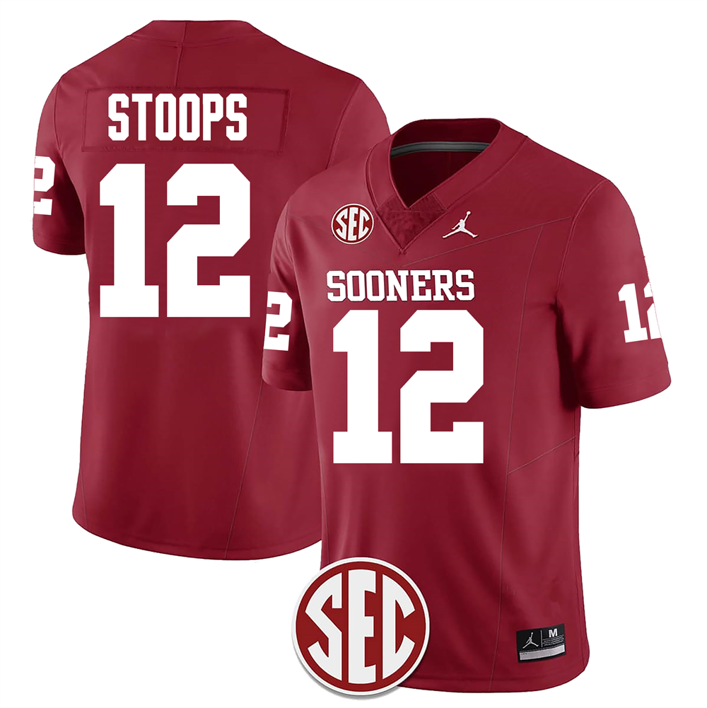 Men's #12 Drake Stoops Oklahoma Sooners Football Jersey