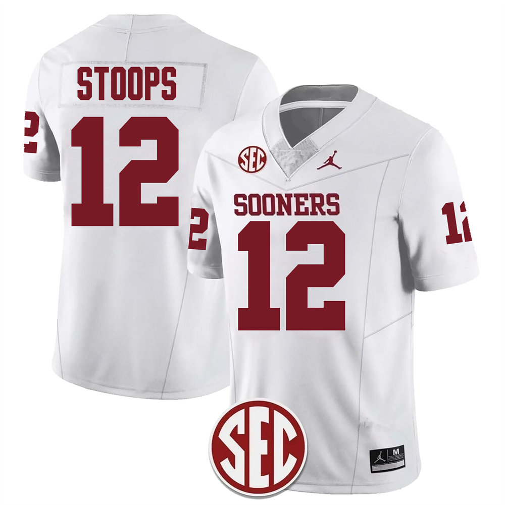 Men's #12 Drake Stoops Oklahoma Sooners Football Jersey - Image 2