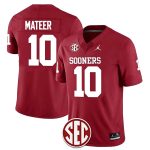 Men's #10 John Mateer Oklahoma Sooners Football Jersey