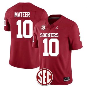 Men's #10 John Mateer Oklahoma Sooners Football Jersey