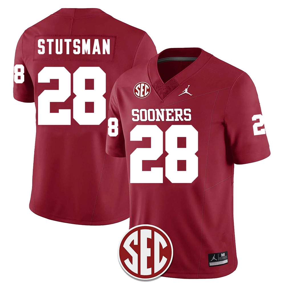 Men's #28 Danny Stutsman Oklahoma Sooners Football Jersey