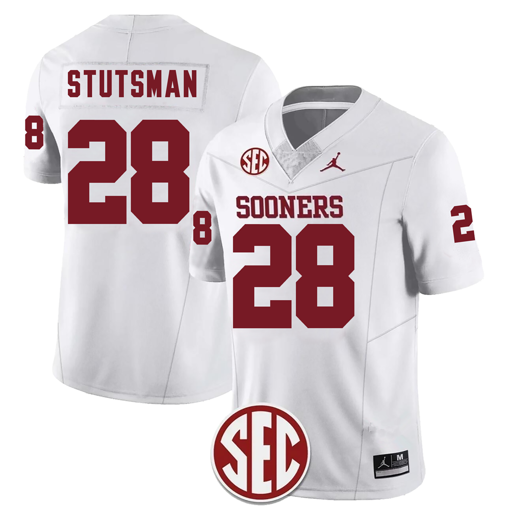 Men's #28 Danny Stutsman Oklahoma Sooners Football Jersey - Image 2