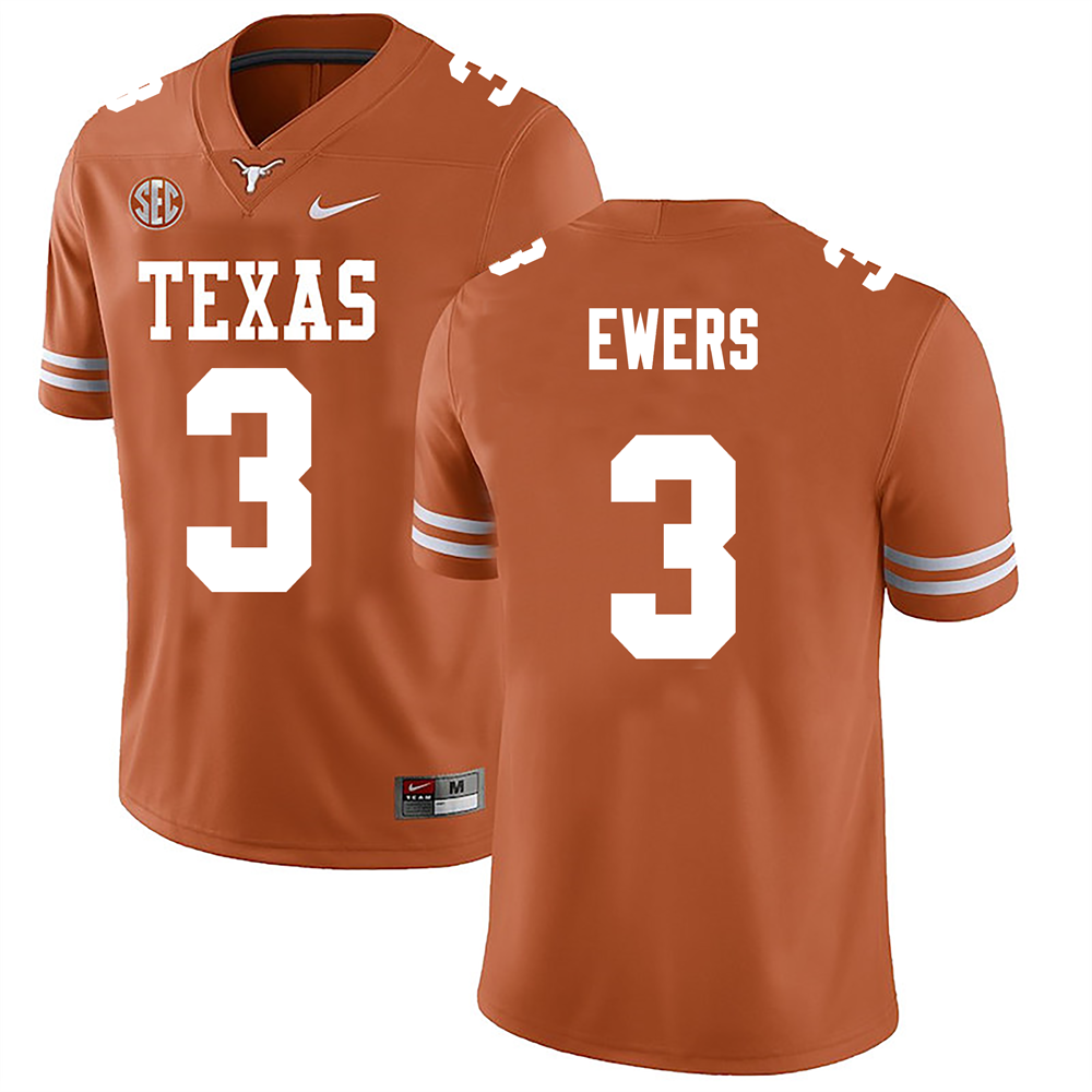 Men's #3 Quinn Ewers Texas Longhorns College Football Jersey - Image 2