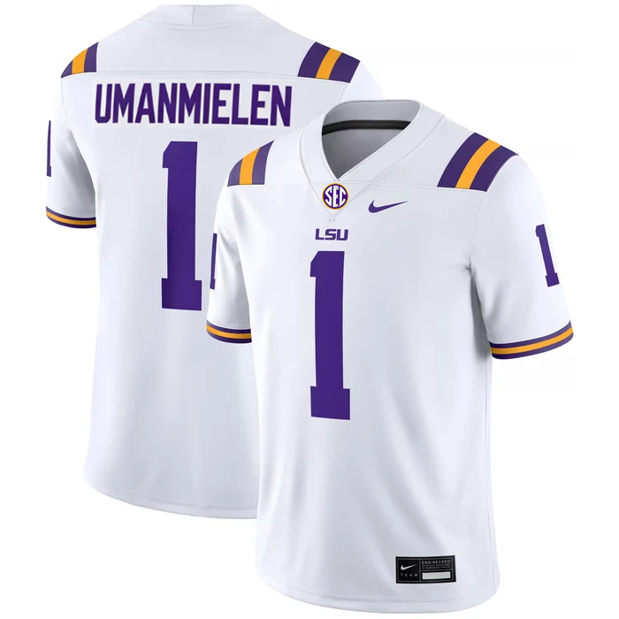 Men's #1 Princewill Umanmielen LSU Tigers College Football Jersey - Image 2